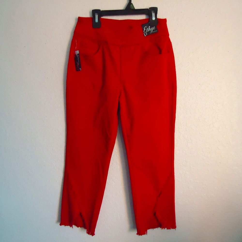 Ethyl Clothing Women's Red Stretch Denim Jeans Size-2